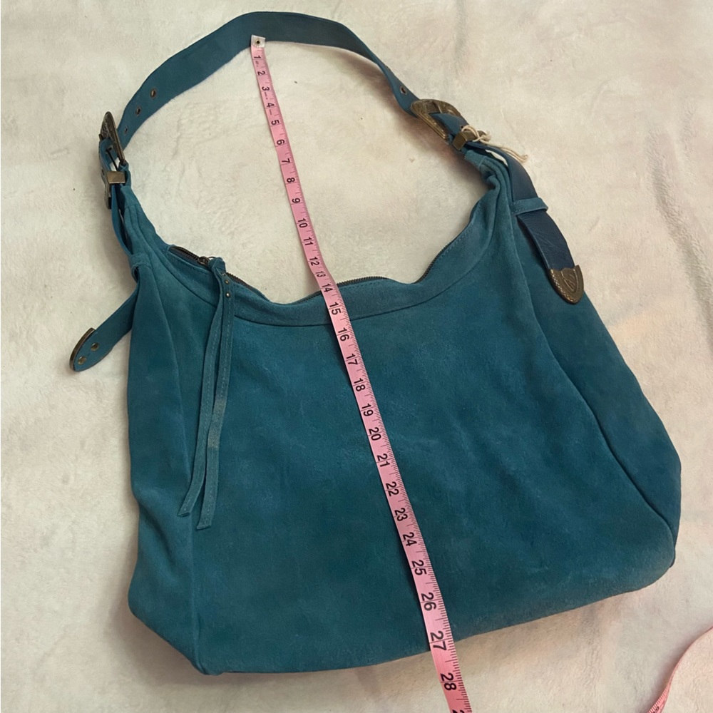 New! Free People westbound suede tote hobo bag carryall blue nwot - Picture 11 of 13